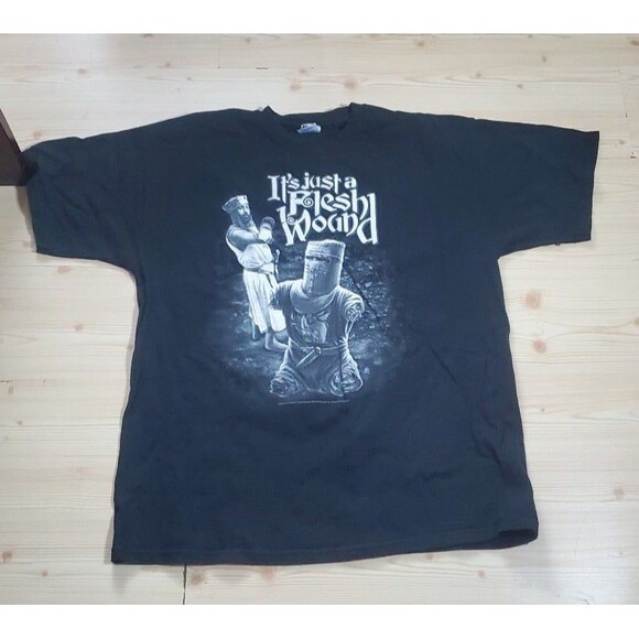 Vintage 2005 Monty Python Holy Grail Its Just A Flesh Wound T-Shirt XL VTG Movie - Picture 1 of 5